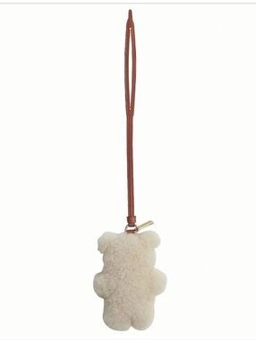 COACH Teddy Bear Puffy Bag Charm in Cream with Brown Strap